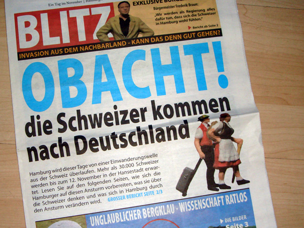 Gestaltung einer Zeitung für die Presse zur Schweizeröffnung